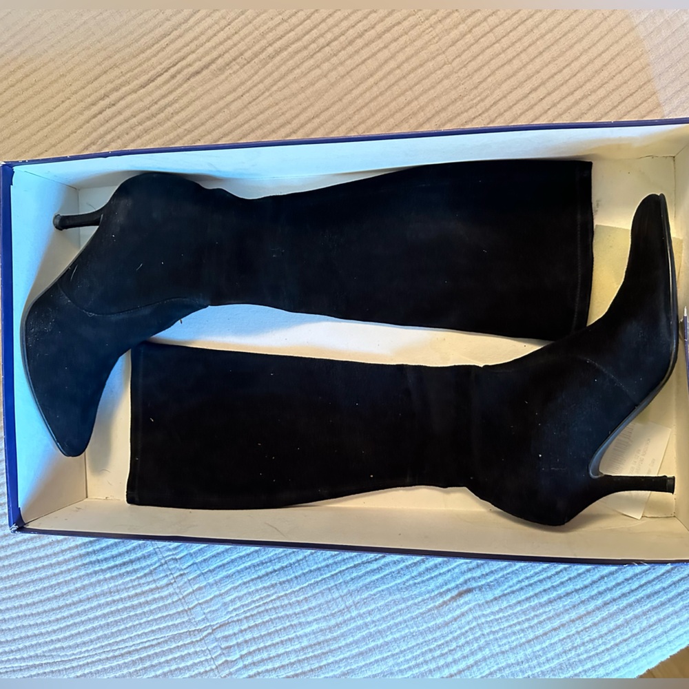 Stuart Weitzman black suede boots.